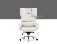 Leader Office Chair Ergonomic White Leather Swivel Lift Chair