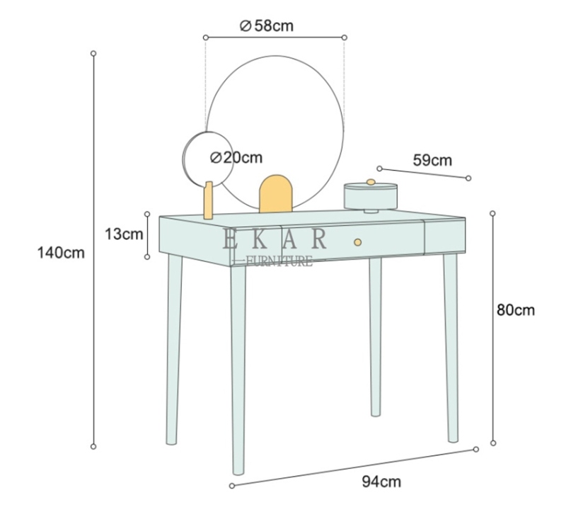 Contemporary Nordic Style Solid Wood Makeup Dressing Table