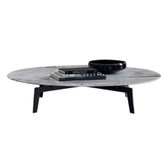 Round Marble Top Coffee Table with Stainless Steel Base