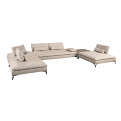Customized Modern Metal Base Wooden Frame Genuine Leather Sofa Set