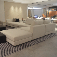 Linen Fabric Modern Upholstery L Sofa