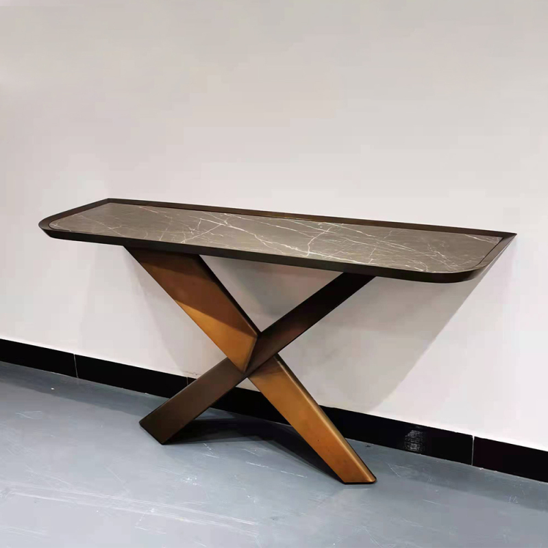 Metal X Shaped Base Modern Italian Style Console Table