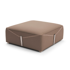 Square footstool with stylish metal accents