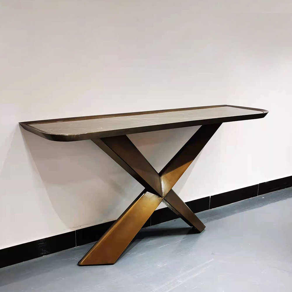 Metal X Shaped Base Modern Italian Style Console Table