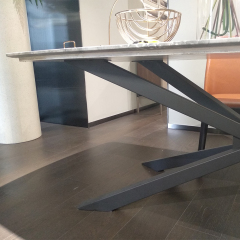 Metal Base Marble Top Modern Dining Table
