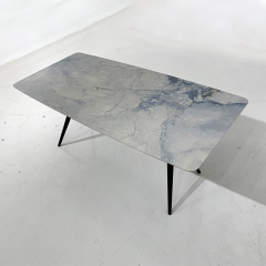 Modern Metal Base Table Marble ceramic Rectangle Dining Table Set