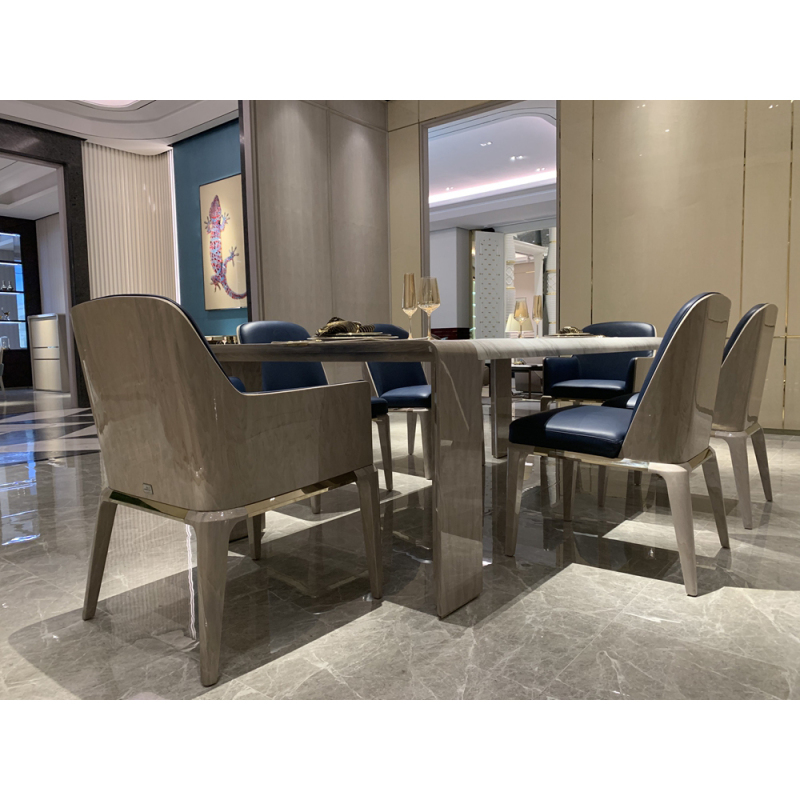 Contemporary Luxury Wood Veneer Dining Chair