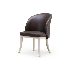 European Upholstered Wooden Leather Dining Chair
