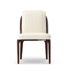 White upholstered dining chairs in modern design style