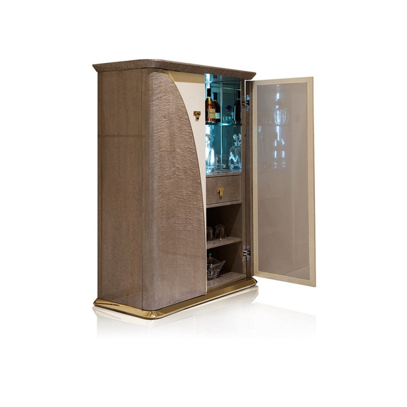 Metal Decoration High Gloss Veneer 2 Doors Cabinet