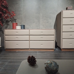 MDF panels veneered in walnut on top sideboard