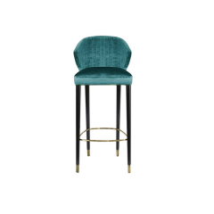 Modern Restaurant Chair Oak Wood Leg Fabric Bar Stool With Back