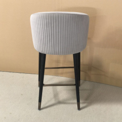 Modern Restaurant Chair Oak Wood Leg Fabric Bar Stool With Back