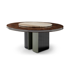 Modern Italian stainless steel base marble dining table