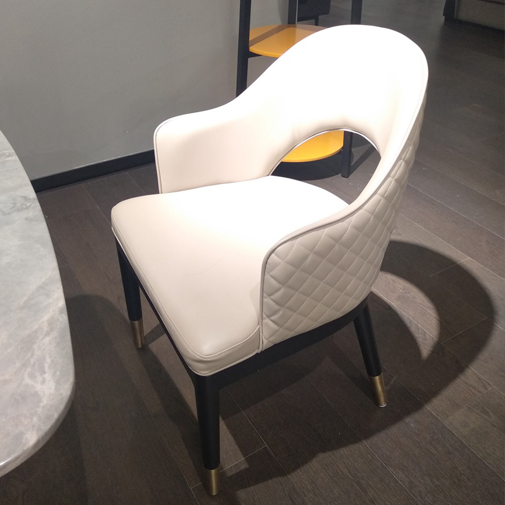 Contemporary White Leather Upholstered Dining Chair - Sleek and Comfortable