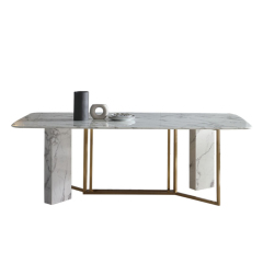 Metal Frame White Marble Dining Table