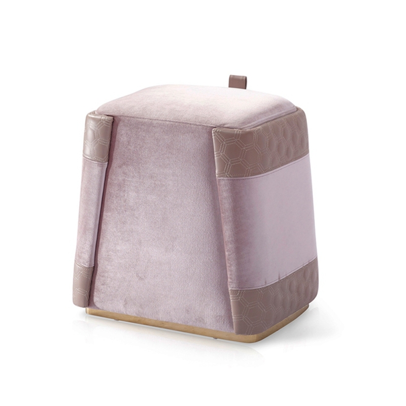 Metal Base Pink Leather Dressing Stool