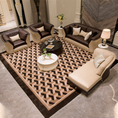 Black And White Leather Marble Top Round Coffee Table