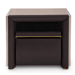 Contemporary Deluxe Veneer Leather Nightstand