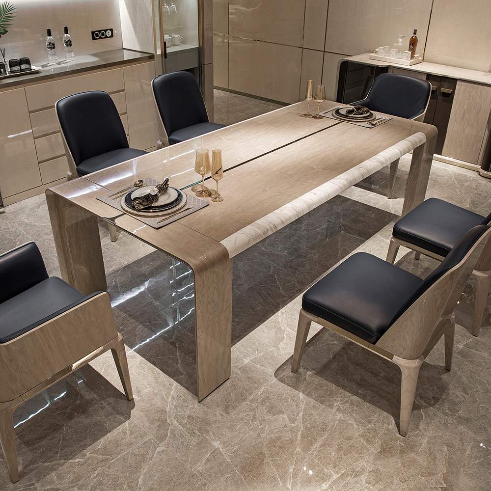 Modern high-gloss marble high-end furniture dining table