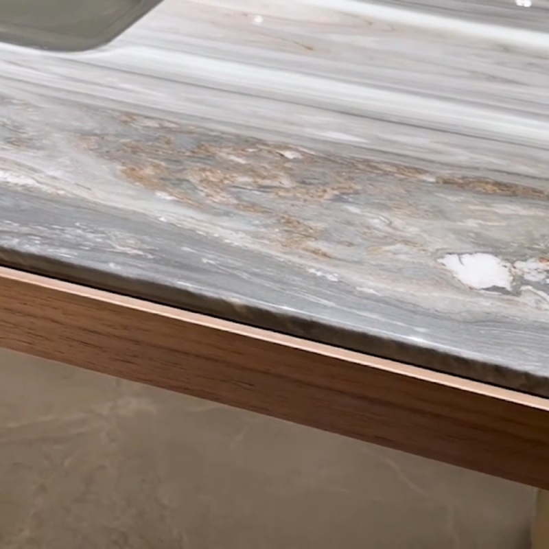 Stylish gray stone marble top coffee table