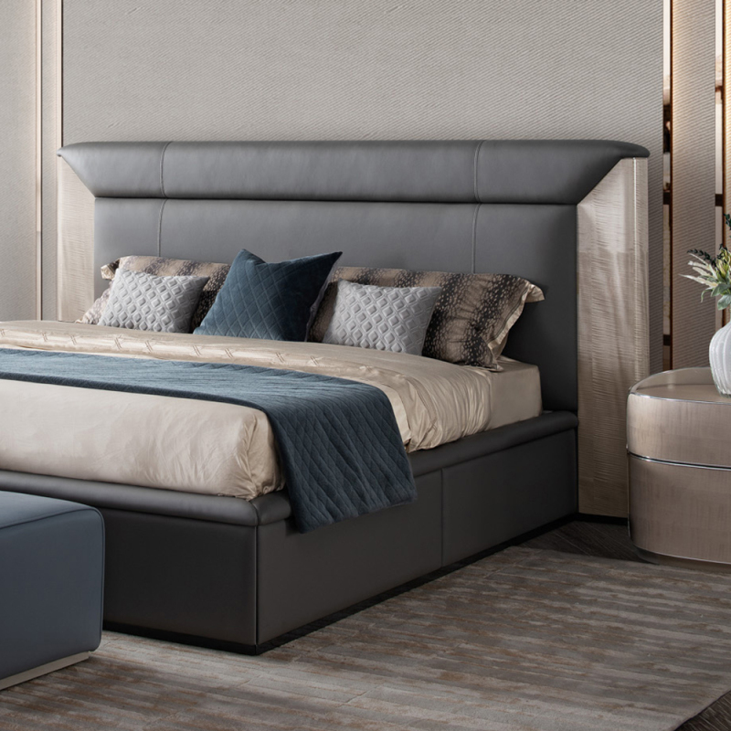 Bedroom Furniture Minimalist Design Upholstered Modern Leather Bed