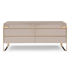 Modern Luxury Metal Base 6 Drawer Chest Cabinet