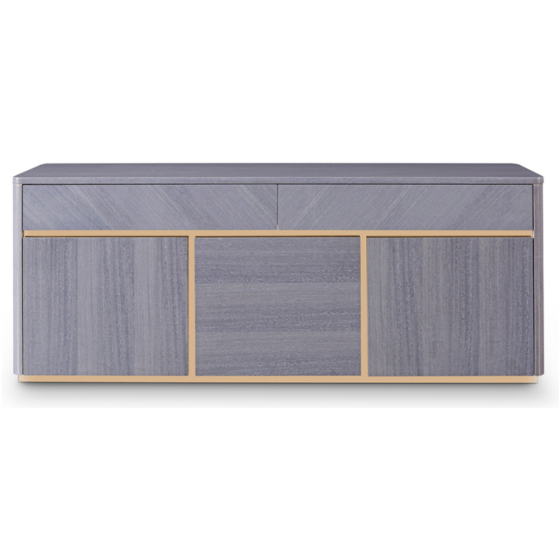 Modern style solid wood storage sideboard with inlaid gold edges