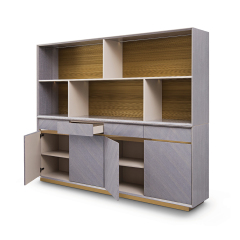 Wood veneer material design office furniture storage bookcase