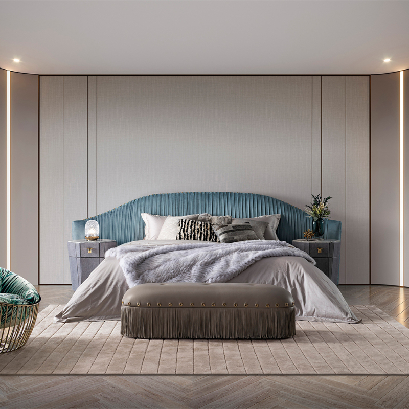 Modern design bedroom leather tassel bed end stool