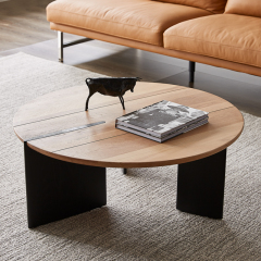 Contemporary Round Wood Coffee Table - Stylish Small Coffee Table