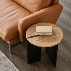 Contemporary Round Wood Coffee Table - Stylish Small Coffee Table