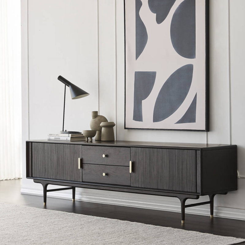 Modern TV Stand Wooden Black Mid-Century Modern TV Stand