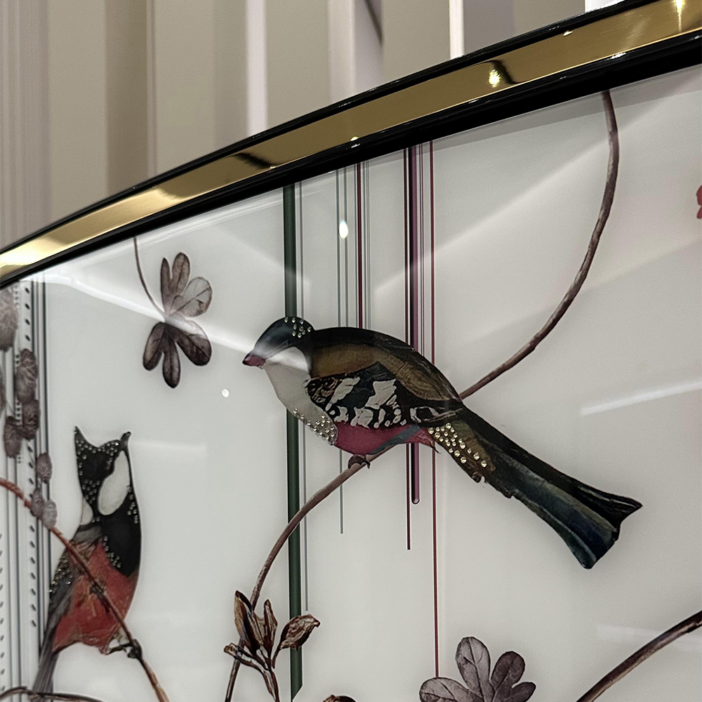 Crystal Diamond Flower and Bird Print Multifunctional Storage Cabinet