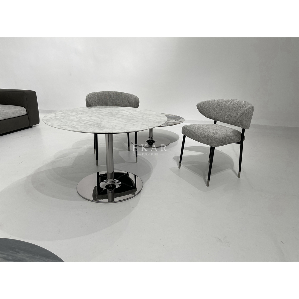White Marble Dining Table with Glossy Finish
