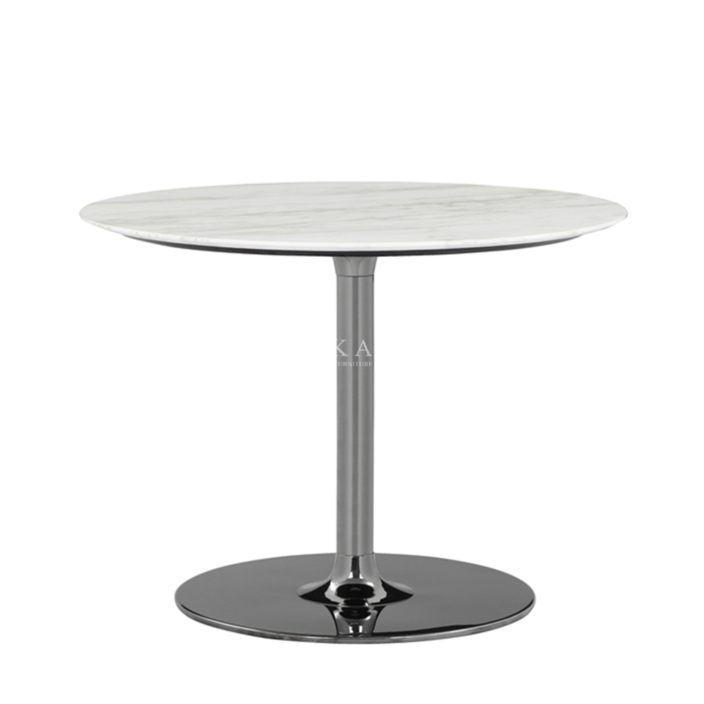 White High-Gloss Marble Dining Table