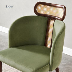 EKAR FURNITURE Luxury Leather and Wood Chair - Unique Light Luxury Design