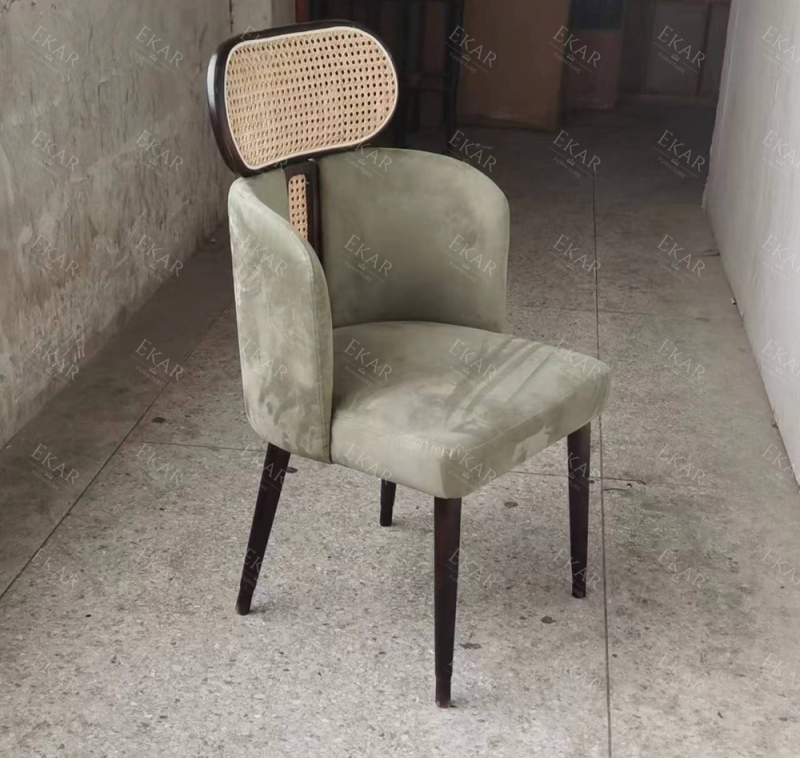 EKAR FURNITURE Luxury Leather and Wood Chair - Unique Light Luxury Design