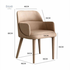 EKAR FURNITURE Luxury Leather and Wood Chair - Unique Light Luxury Design