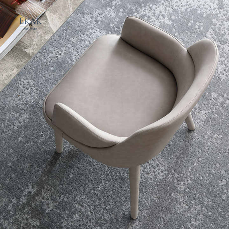 EKAR FURNITURE Luxury Leather and Wood Chair - Unique Light Luxury Design