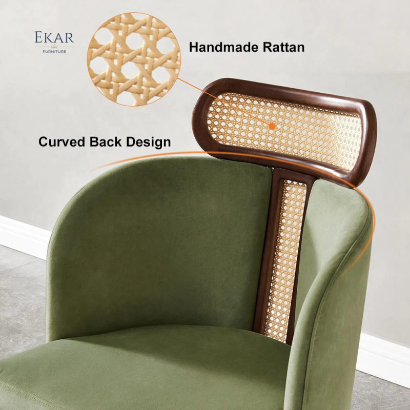 EKAR FURNITURE Luxury Leather and Wood Chair - Unique Light Luxury Design