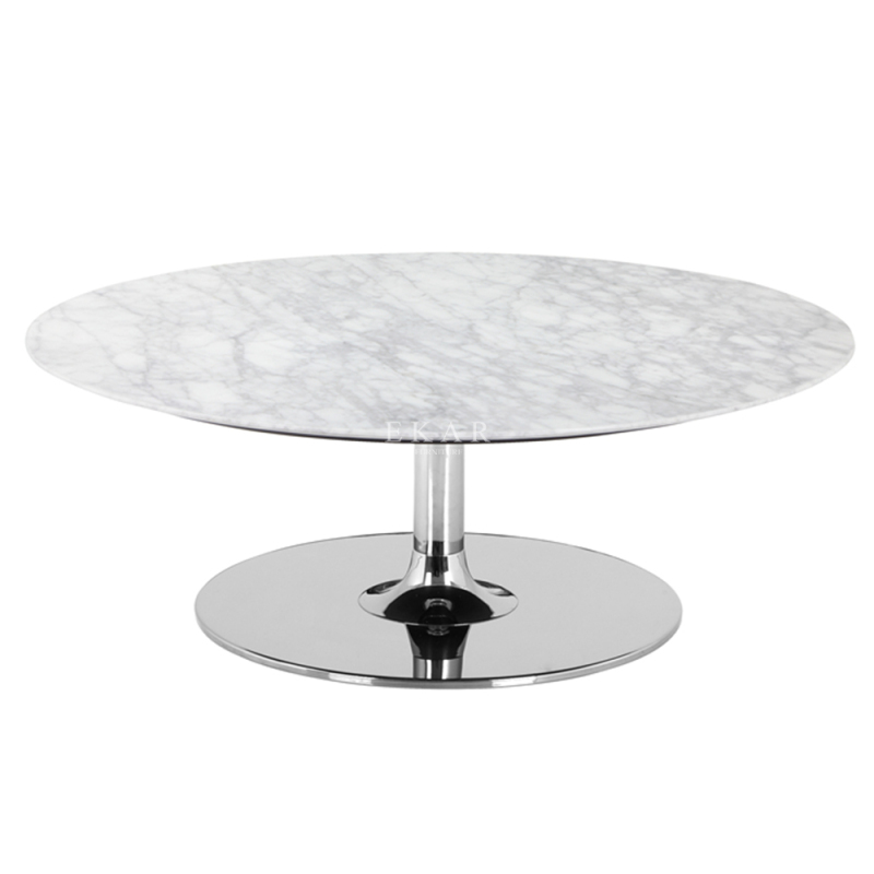 Sleek White High-Gloss Marble Beveled Edge Dining Table