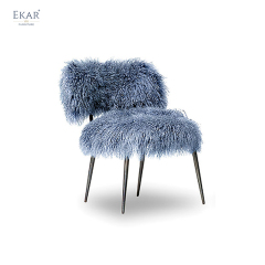 EKAR FURNITURE Luxury Leather, Wood, and Wool Chair - Unique Light Luxury Design