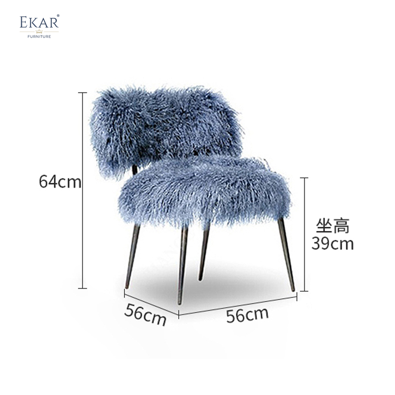 EKAR FURNITURE Luxury Leather, Wood, and Wool Chair - Unique Light Luxury Design