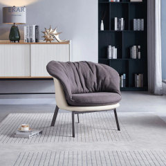 EKAR FURNITURE Luxurious Fabric and Wood Chair - A Distinctive Piece in Light Luxury Style