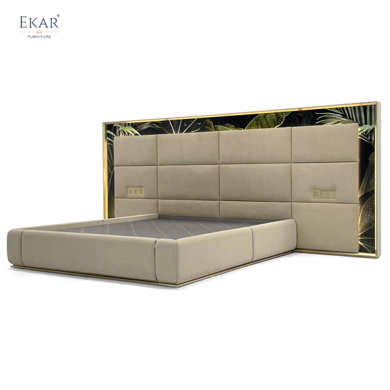 EKAR FURNITURE Luxury Leather Bed - Elegant Design, High-Quality Material