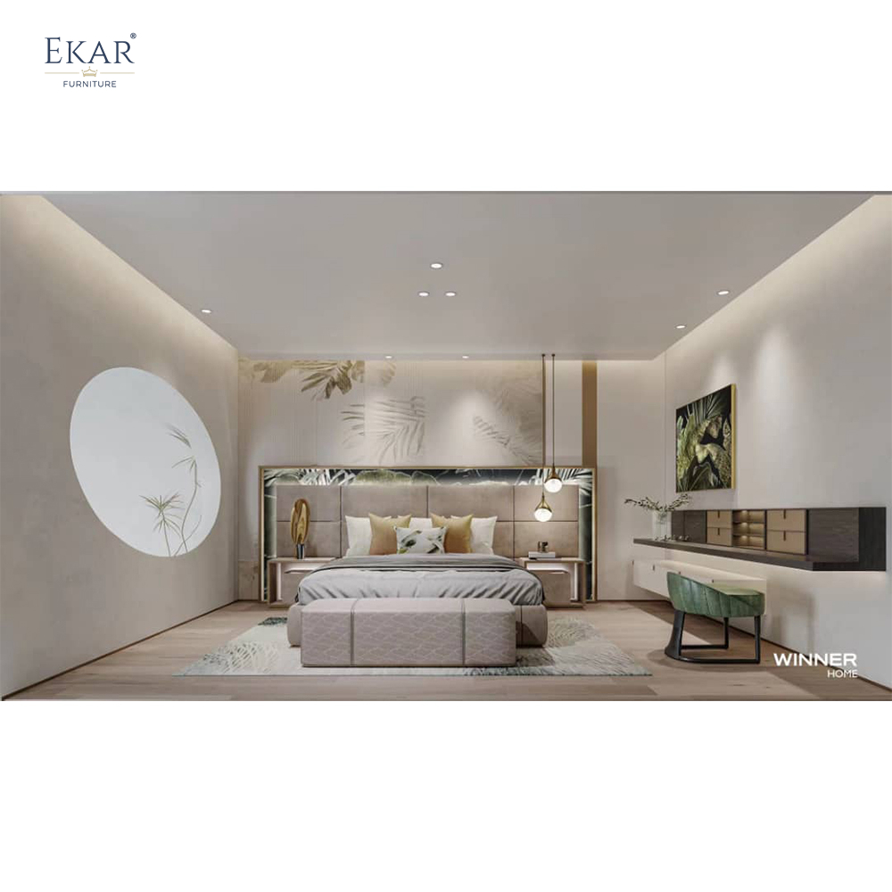 EKAR FURNITURE Luxury Leather Bed - Elegant Design, High-Quality Material