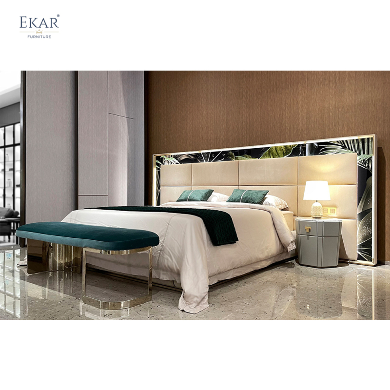 EKAR FURNITURE Luxury Leather Bed - Elegant Design, High-Quality Material