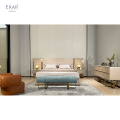 EKAR FURNITURE Light luxury velvet fabric stainless steel metal foot bench