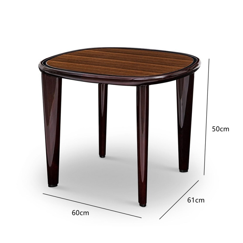Wooden veneer square round wooden corner table